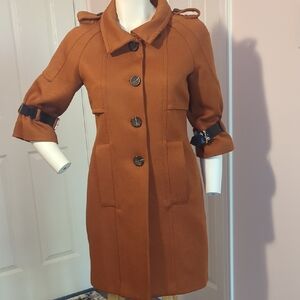Women's Orange Fall Trench Coat